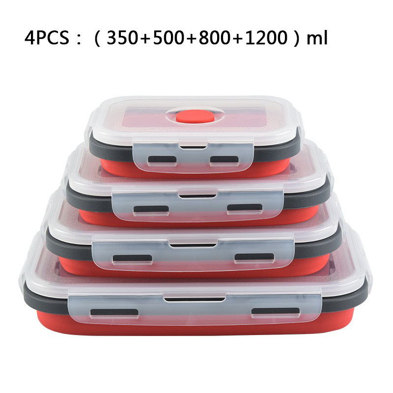 Caja de almuerzo de silicona al aire libre caja de almuerzo de silicona plegable refrigerador más nítido almuerzo portátil caja de almuerzo retráctil