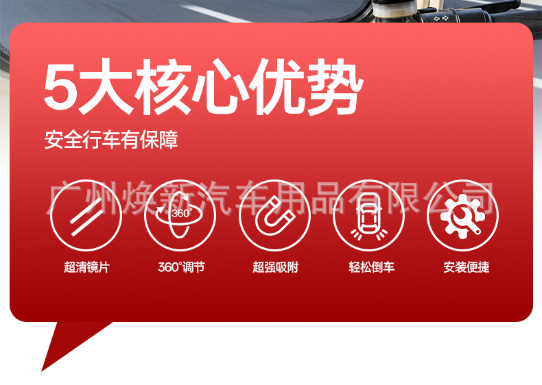 Three-wheel and four-wheel vehicle rearview mirror, car cabin mirror, reversing auxiliary mirror, in-car reflector, suction cup reversing mirror