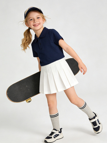 Children's wear cotton Polo shirt t-shirt 200g sports casual lapel top for men and women children pure color breathable short-sleeved t-shirt