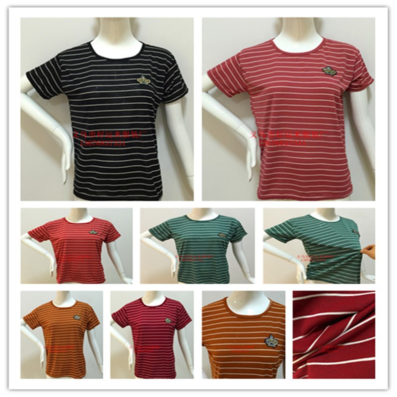 2021妈妈装短袖条纹t恤夏新中老年款宽松圆领休闲上衣打底衫批发|ru