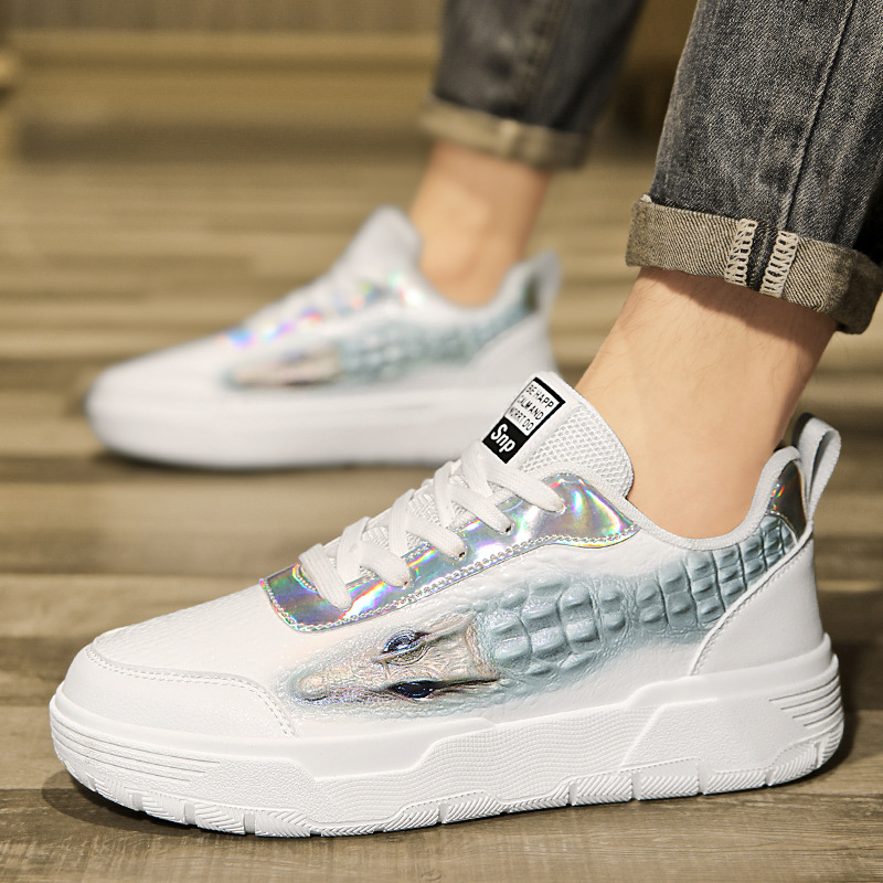 Sports for autumn new low cut crocodile texture personalized fashionable casual fashion s, men's thick soled board_voghion.com