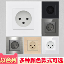 PC玻璃不锈钢86型暗装一位以色列插3三孔16A欧式德标欧盟电源插座