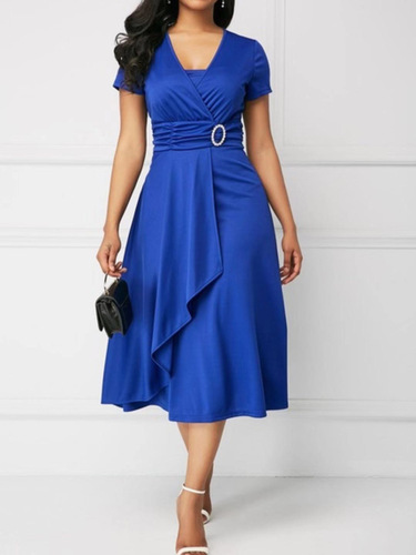 Wish independent website: European and American-style chic asymmetric maxi dress with V-neck