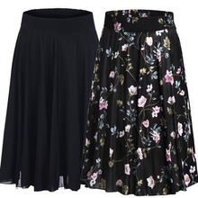 夏季中裙冰丝碎花跳舞裙妈妈装夏天中长款百褶裙中老年女装半身裙