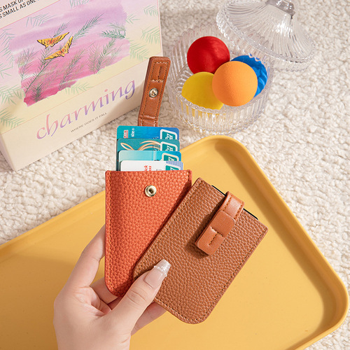 Pull-out anti-magnetic card bag for women, small, ultra-thin, mini one-piece card bag,  new niche design card bag