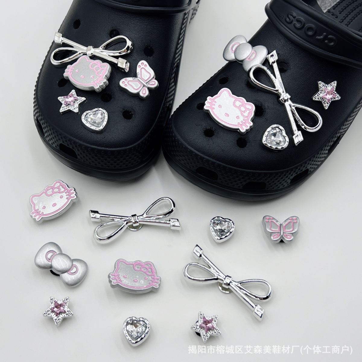 Estrellas plateadas ajuste agujero agujero perdido zapatos decorativos accesorios DIY extraíbles accesorios de flores hebillas de zapatos accesorios tridimensionales