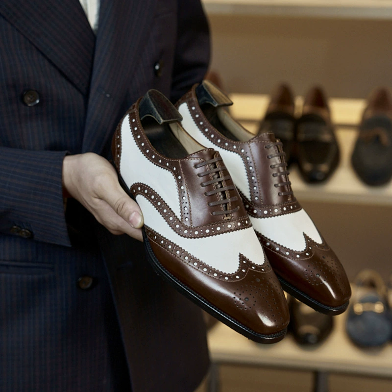 Трансграничные Мужские модельные туфли больших размеров, деловая мужская кожаная обувь с резьбой в стиле британский рок, подходящие по цвету, увеличивающие рост оксфорды