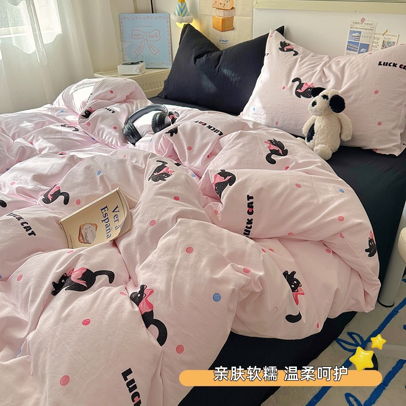 핑크캣 [워시드 코튼은 부드럽고 왁시해서 알몸으로 잘 수 있어요]