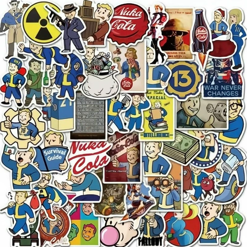 Набор наклеек Fallout Vault Boy — 50 ПВХ водостойких мультяшных наклеек, 4–6 см