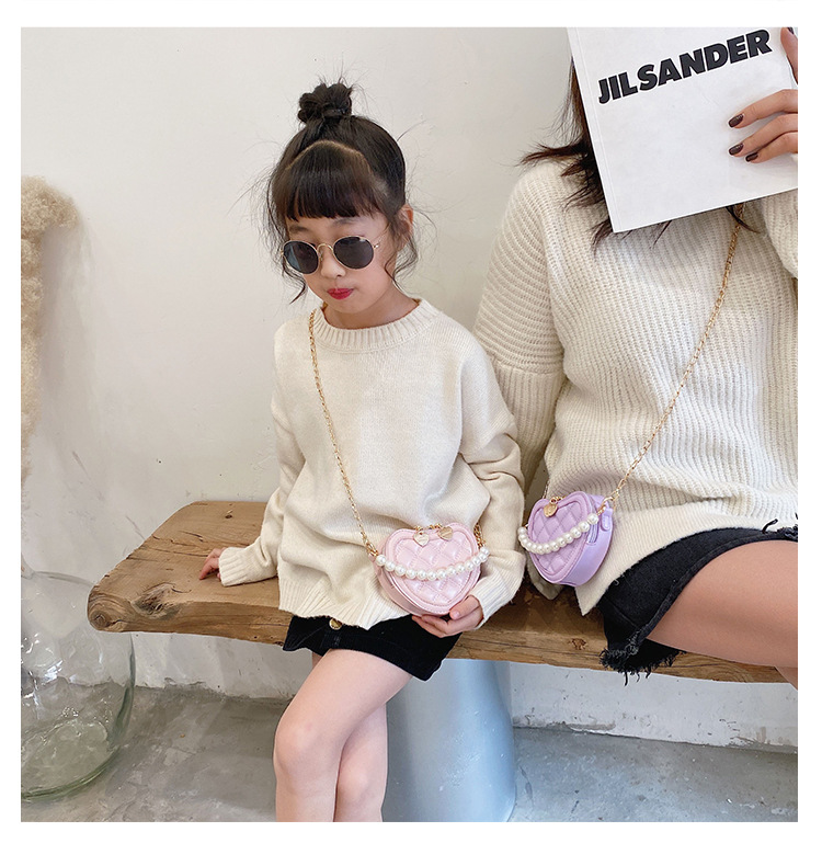 Lingge Pearl Chain Children's Bag Fashion One-shoulder Messenger Bag Coin Purse display picture 12