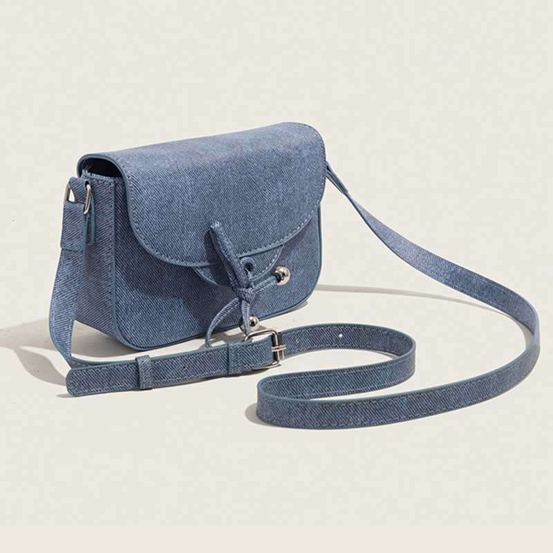 2026 New Style Denim Bow Tie Crossbody Bag for Female Students, Cheap Small Square Bag, Niche Trendy Women's Bag