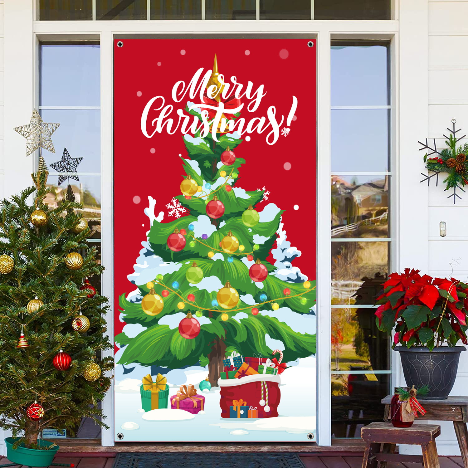 Nuevo estilo transfronterizo cubierta de puerta de Navidad puerta colgante decoración de puerta escena festiva decoración accesorios suministros de Navidad al por mayor