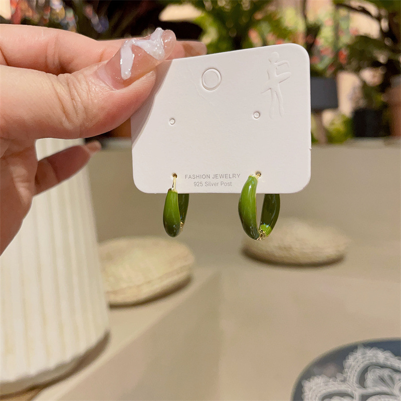 Korean green trend fashionable earrings