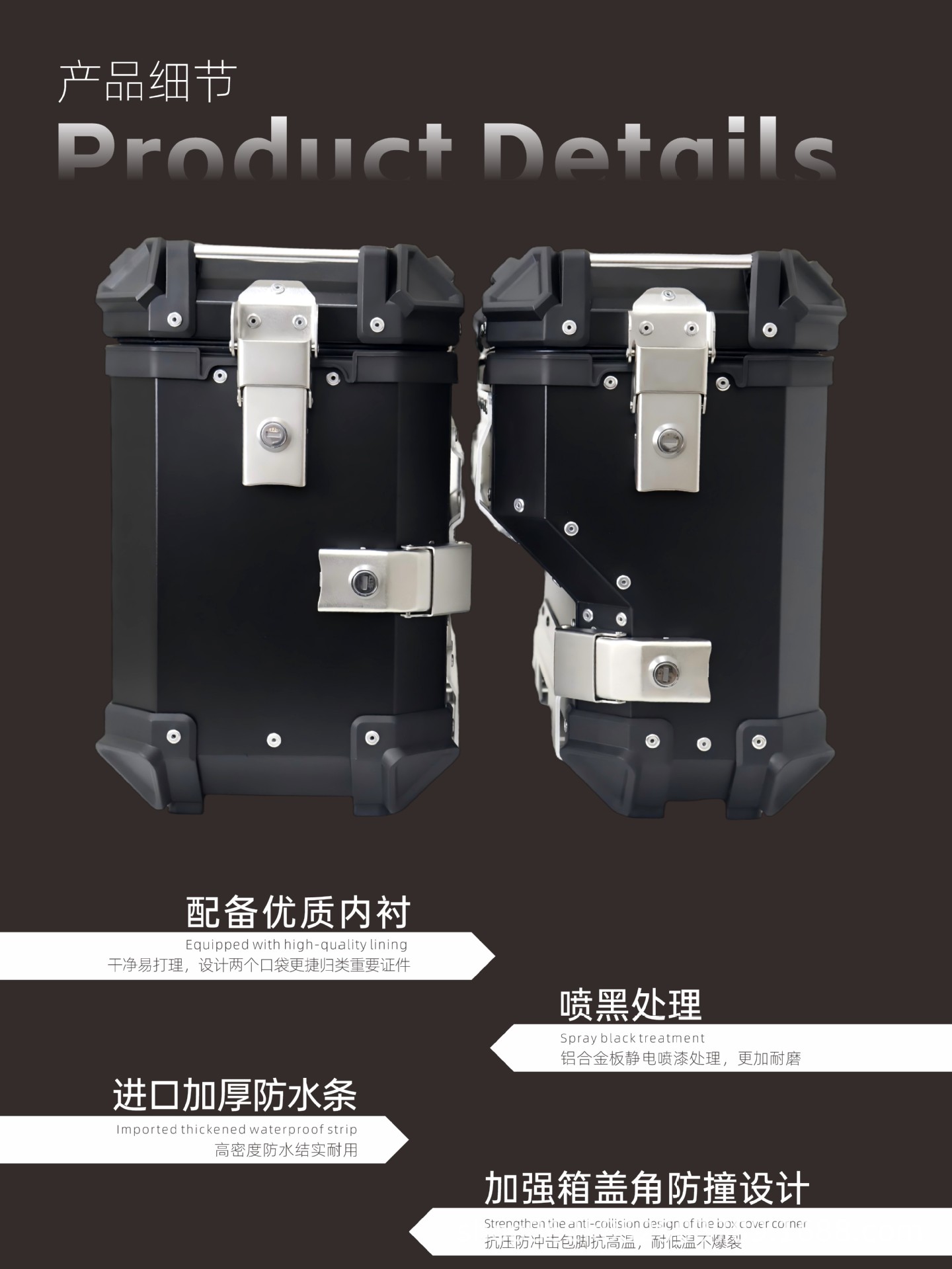 Star Rider Three-Box Motorcycle Side Box Quick-Release Aluminum Alloy Tail Box Waterproof Trunk Electric Vehicle Side Box for Motorcycle Travel
