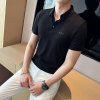 Vatican Waugh FW4882 Borneol High elastic Lapel No trace T-shirt Icy Waffle Short sleeved POLO Black shirt