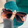 Square metal fashionable trend sunglasses flower-shaped, 2023 collection, gradient, European style