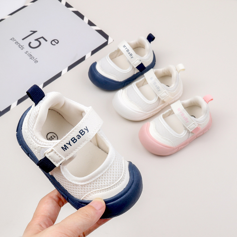 Summer New Style Baby Anti-Kick Toe-Protecting Closed-Toe Sandals with Mesh Soft Sole Non-Slip Toddler Shoes Fashionable Trendy Children's Shoes