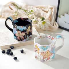 BEAUTY Designer Collaboration Original Watercolor Fashion Ceramic Mug Creative Retro Octagonal Coffee Cup