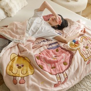 Cotton Gauze Autumn and Winter Quilt Cotton Puff Warm Thickened Cotton Quilt Cartoon Cotton Yarn Children's Quilt Thick Quilt Core