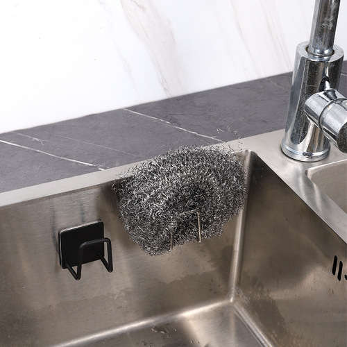 Stainless steel kitchenware sink holder, wire brush, scouring pad, spoon and spatula storage and draining rack, no drilling required