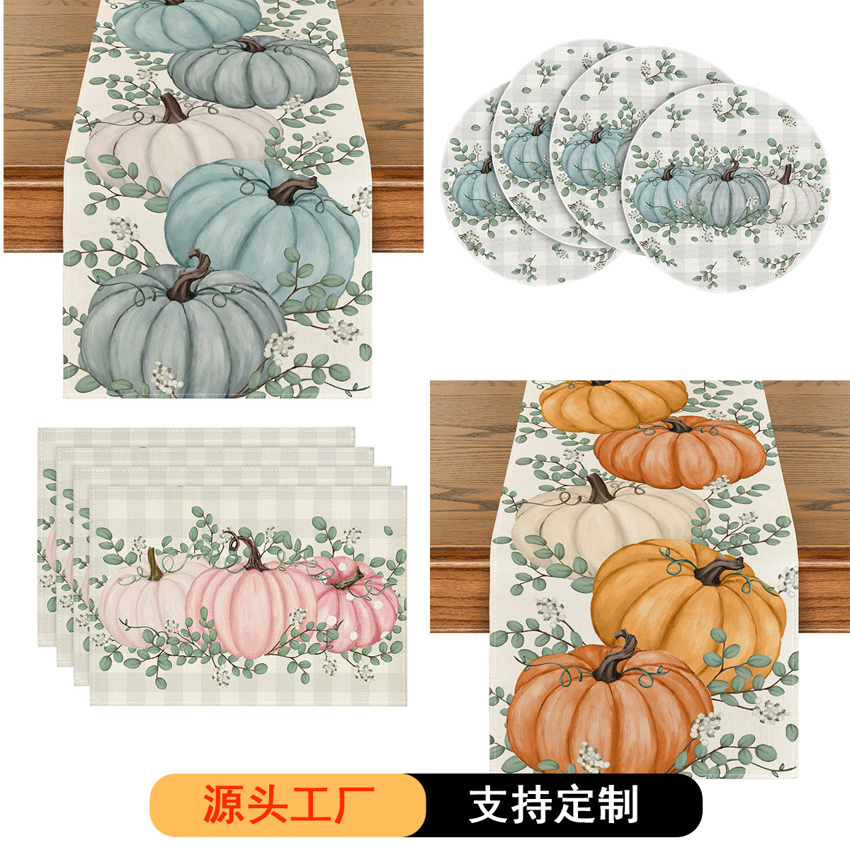 Calabaza placemat camino de mesa Wansheng Acción de Gracias otoño impreso Mesa Toalla de mesa estera lavada antideslizante aislamiento decoración de vacaciones