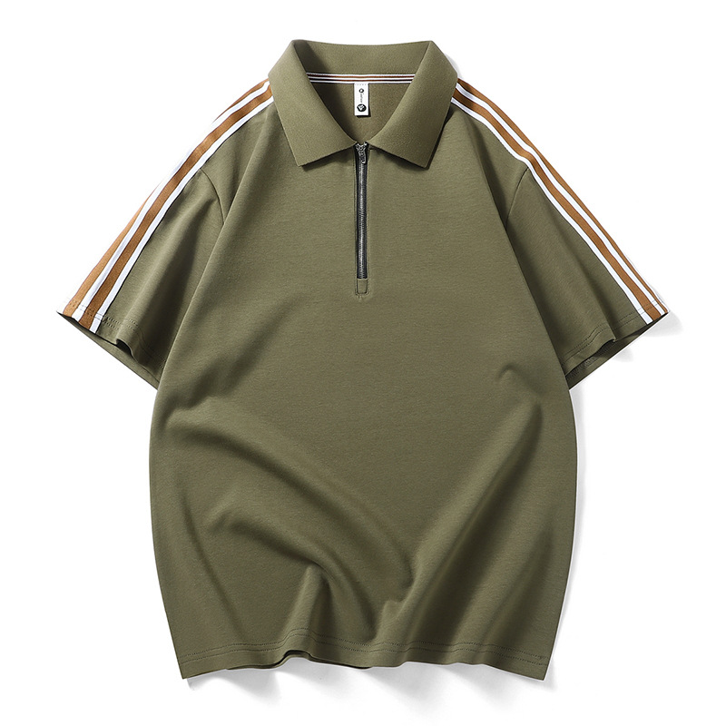 Completo da uomo di alta qualità con polo, t-shirt con mezza zip e pantaloni, casual e versatile, due pezzi._voghion.com