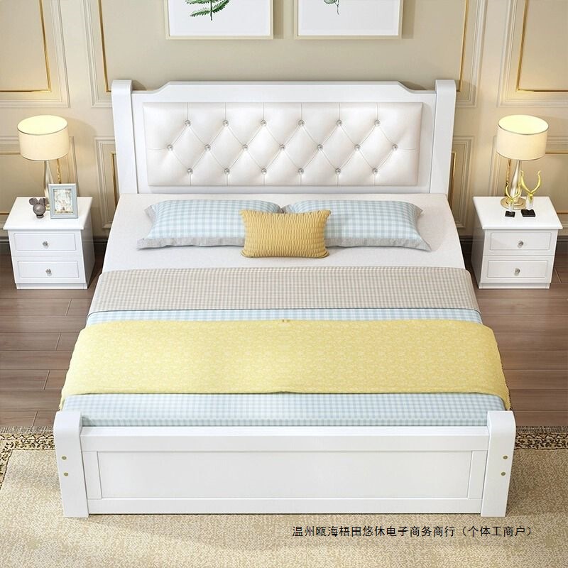 Solid Wood Bed 1.8m Economical Adult Master Bedroom Double Bed European Style 1.5m Home Use 1.2m Single Bed 1m