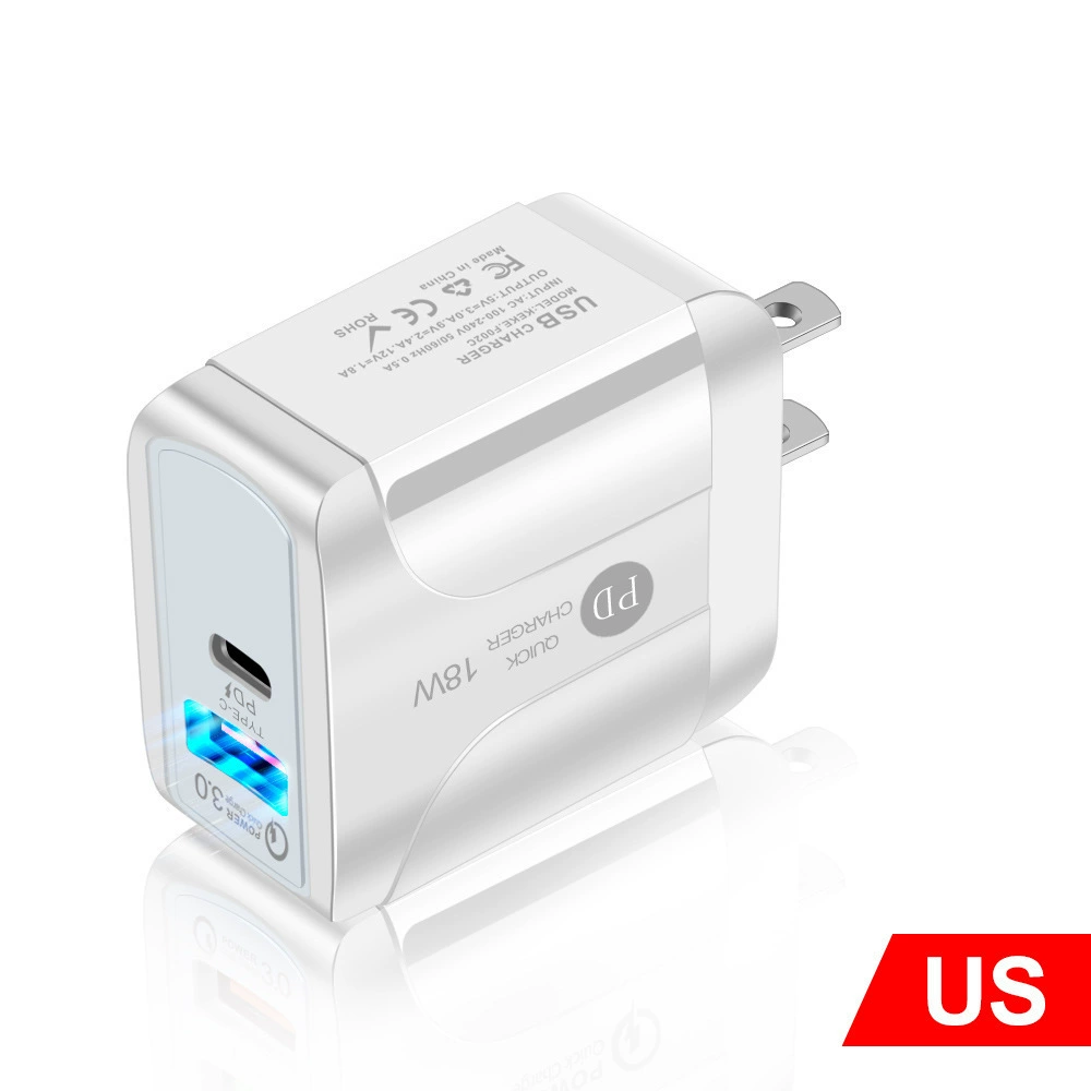 Зарядное устройство PD18W (Butterfly) PD18W, USB-C PD + QC3.0, 18W, Европа/США/Великобритания