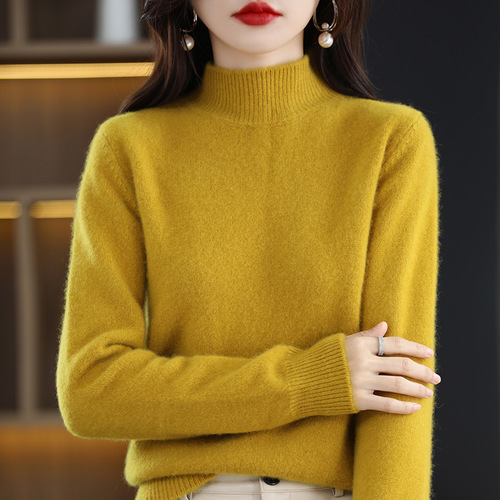 Women's Semi-High Collar Long-Sleeve Loose and Slimming Fashion Top Knit Sweater - Autumn/Winter New Arrival