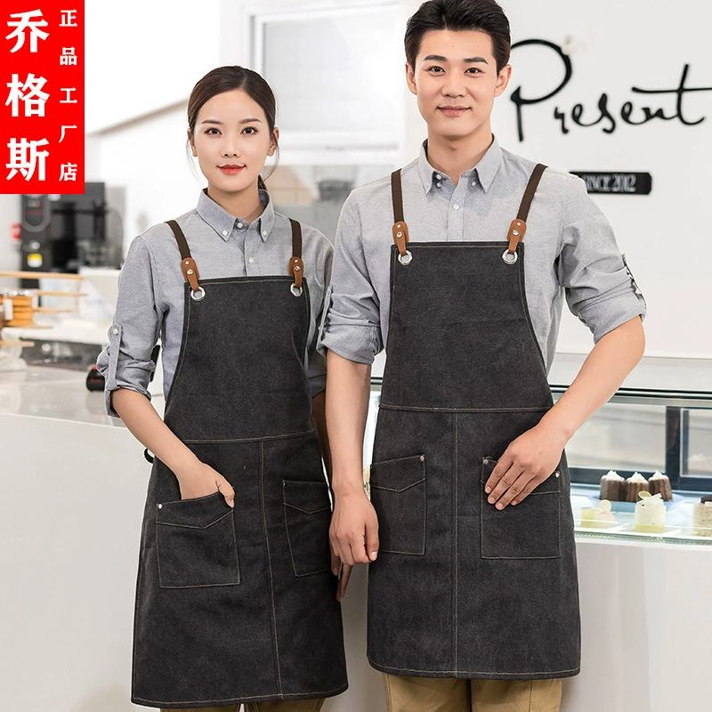Холщовый фартук для печати с логотипом Кейтеринг Специальный водонепроницаемый и маслостойкий чай с молоком Ресторан Кухня Рабочая одежда Женская
