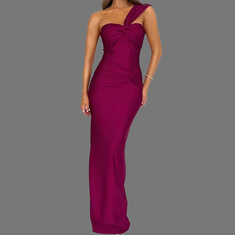 Women's Clothing Women's Sexy Strapless Solid Color Patchwork Bodycon Slim Fit Dress For Formal & Casual For Women_ecoleips.com