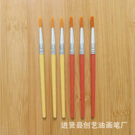 10.8CM塑料杆尼龙毛圆散头水彩画笔10.8CM尼龙毛圆头颜料笔刷批发