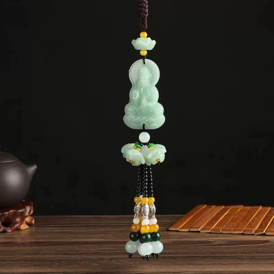 Car Interior Decorations, Car-Mounted Lotus | Car hanging - light-jade-car-hanging-guanyin