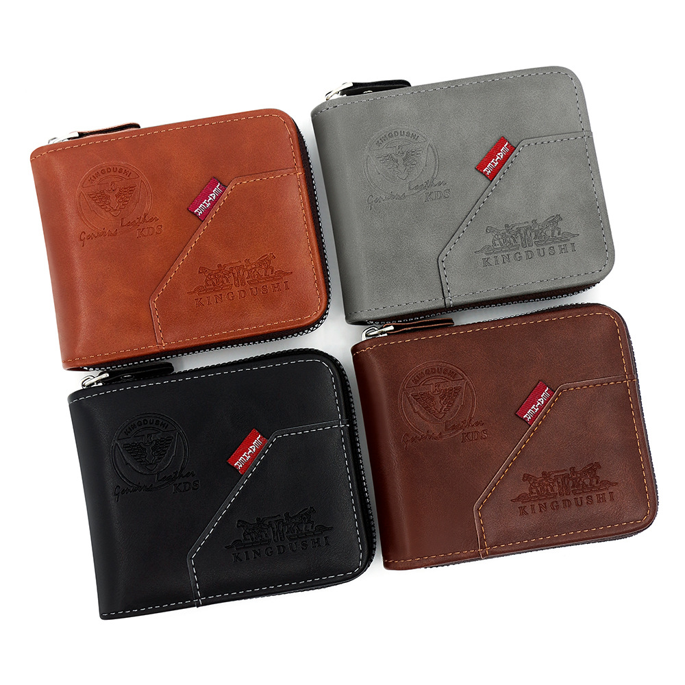 Cartera corta para hombre con estampado retro europeo y americano, monedero de perilla de gran capacidad, billetera de múltiples tarjetas al por mayor