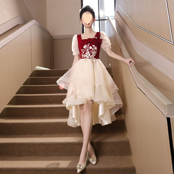Burgundy, long, mid-length