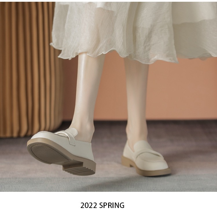 Zapatos de Lefour de cuero suave para mujeres 2026 nuevos zapatos de tacón bajo y plano de moda versátiles zapatos de cuero retrógrados británicos