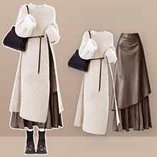 B 49201 Winter Long Knit Dress Skirt Set ����ë��ȹ��װ