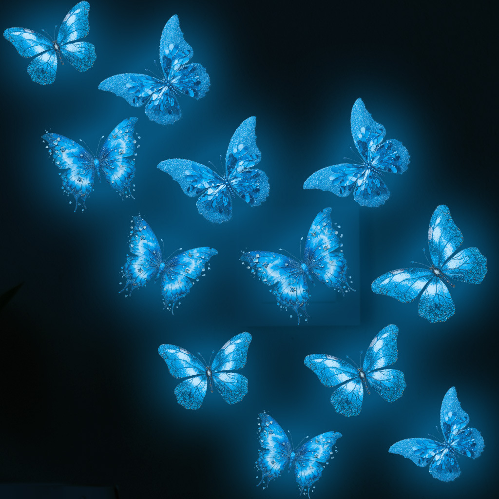 Ofer New AFG3889 Shell Luminous Wall Stickers Blue Cross Border Stickers Removable Wall Stickers for Hair