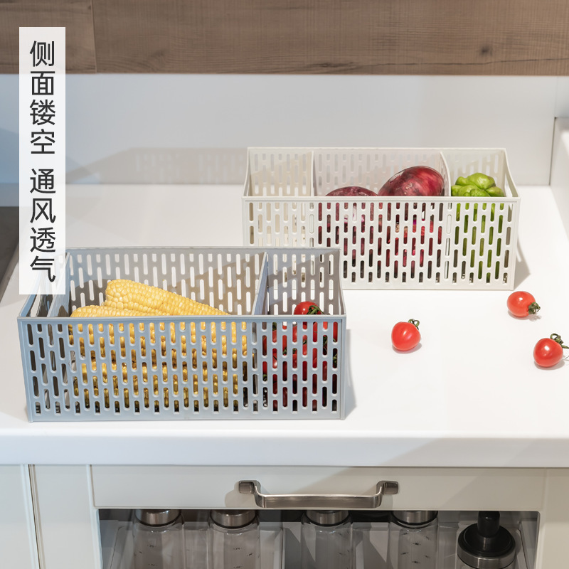 デスクトップコンパートメント収納ボックスキッチン果物と野菜バスケットプラスチック収納バスケットスナック雑貨おもちゃ化粧品収納バスケット|undefined