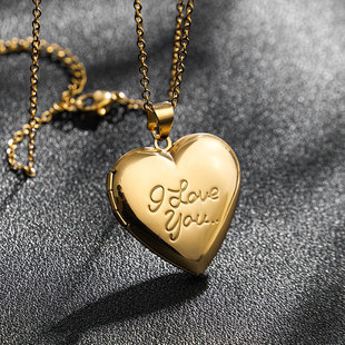 316L Stainless Steel Love Love Photo Box Necklace Open Photo Box Gift Heart Pendant Flip Pendant
