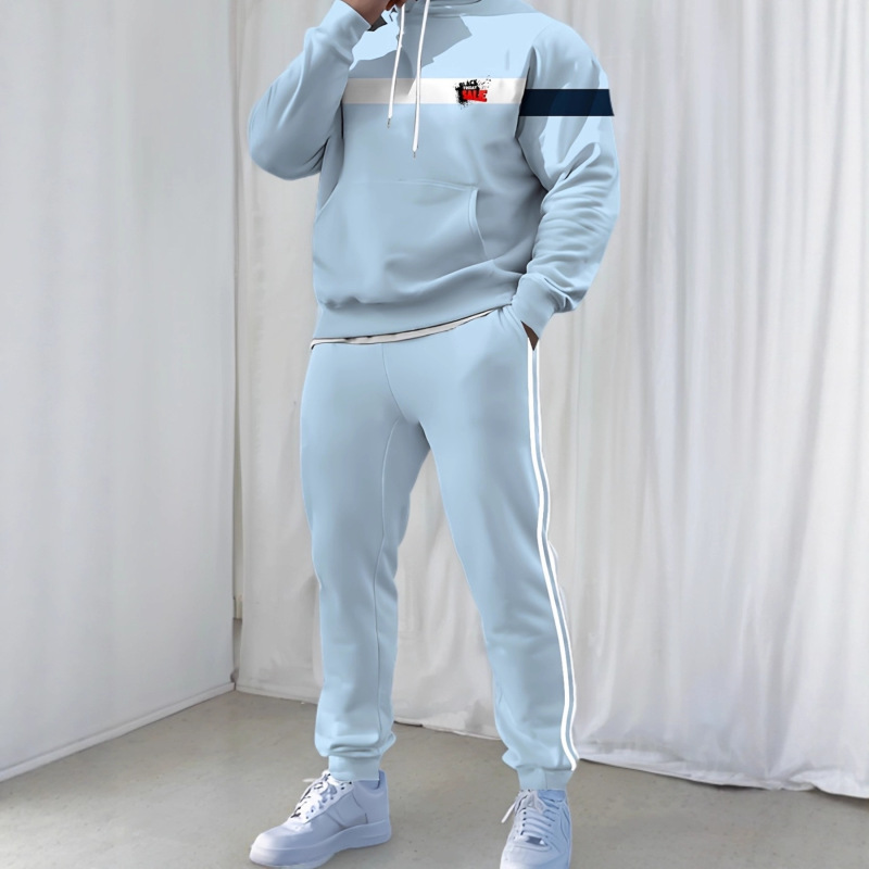 TEMU跨境3D印花男女同款运动服套装休闲连帽卫衣长裤时尚春秋男装|undefined