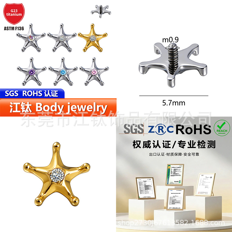 Pointed titanium steel lip stud product view