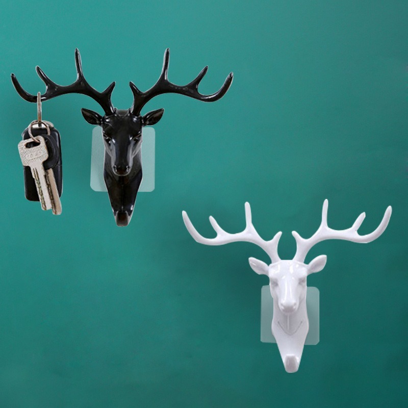Creativo gancho de estilo americano de cabeza de ciervo tridimensional pared pared colgar pared sala de estar dormitorio gorra gancho decoración de puerta en la pared trasera