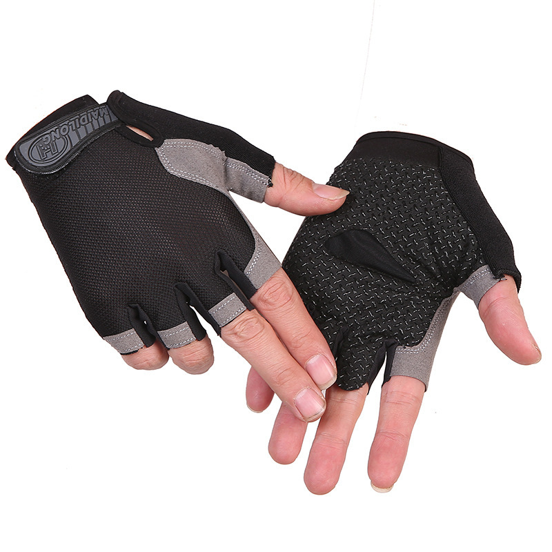 Plegable neto equitación fitness halterofilia medio dedo guantes tácticos fitness deportes al aire libre hombres y mujeres guantes de protección solar