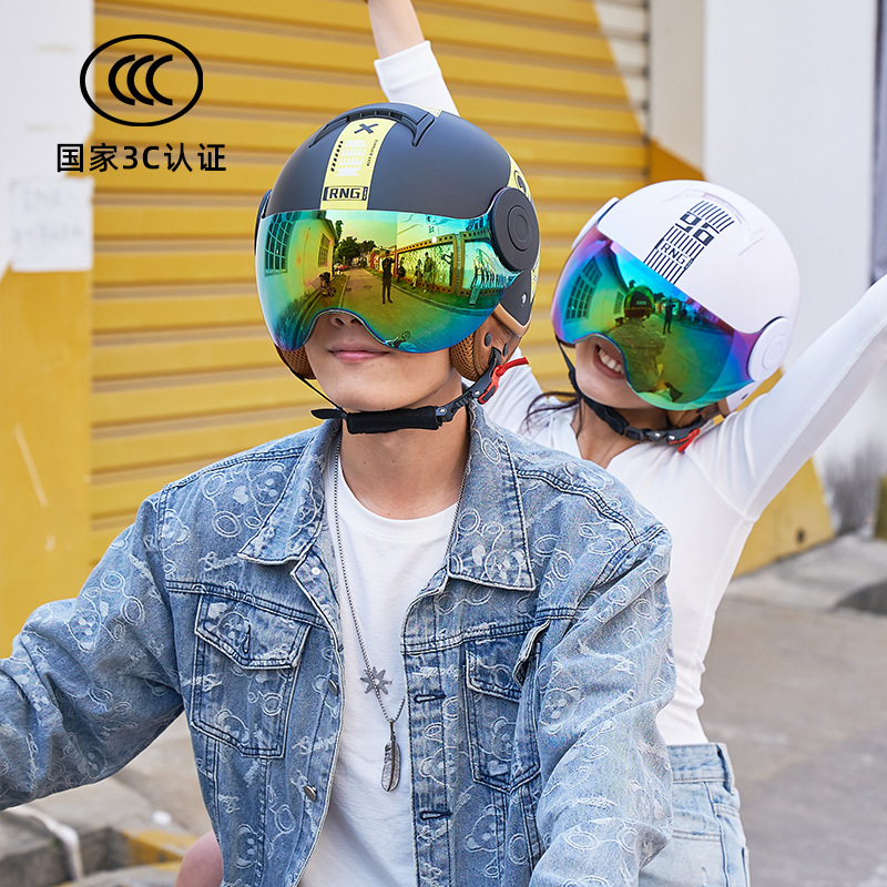 RNG nuevo estándar nacional 3C certificado motocicleta casco retro motocicleta casco 3/4 casco de los hombres y mujeres casco de coche eléctrico