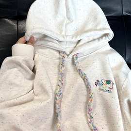 2025秋季新款彩色小象点点oversize连帽卫衣女设计感加厚帽衫外套