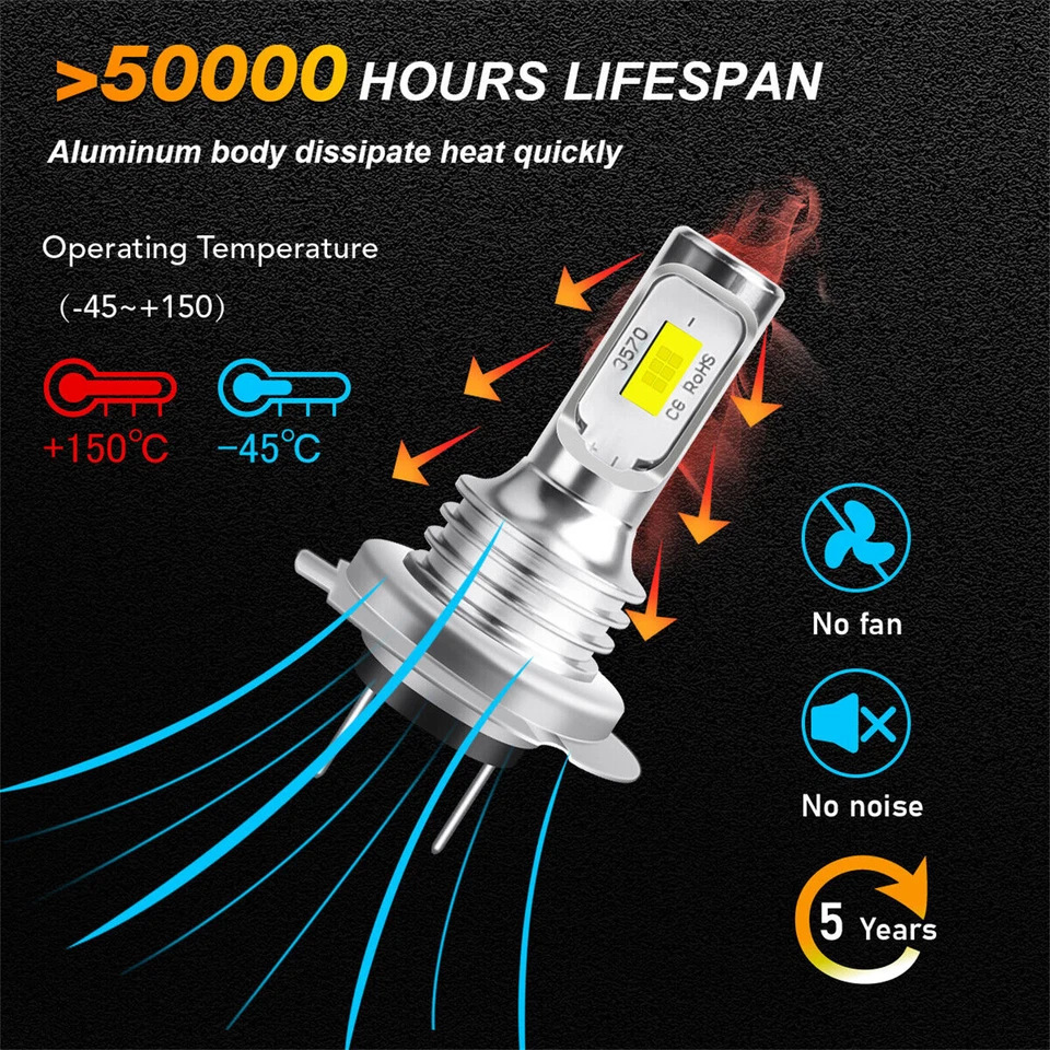 Faros de automóvil LED luz de niebla H7 80W 3570 CSP luz de niebla delanteros de motocicleta luz blanca hielo luz azul
