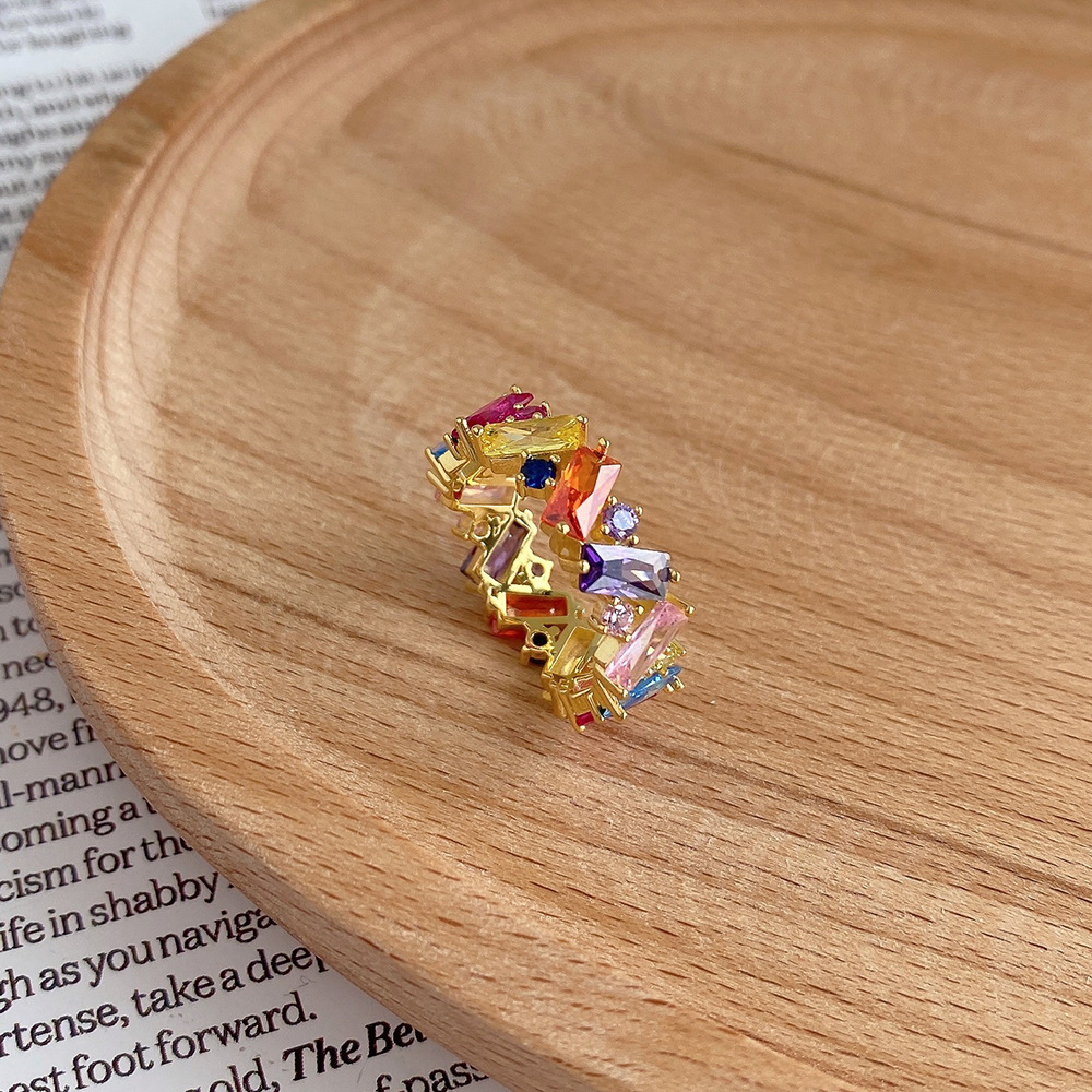 Retro Irregular Geometric Sterling Silver Inlaid Zircon Rings