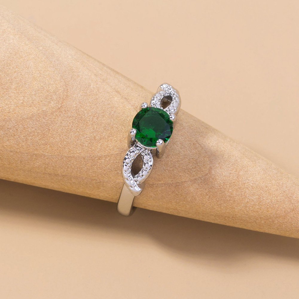 fashion green gemstone microinlaid zircon copper ring wholesale Nihaojewelry  NHDB402596picture4