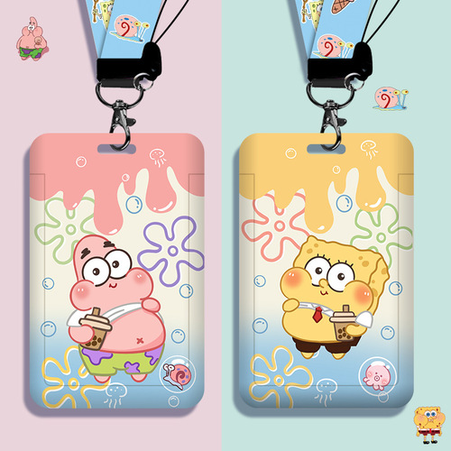 Cute cartoon children's card holder with lanyard meal card subway access card primary school student campus card ID holder wholesale